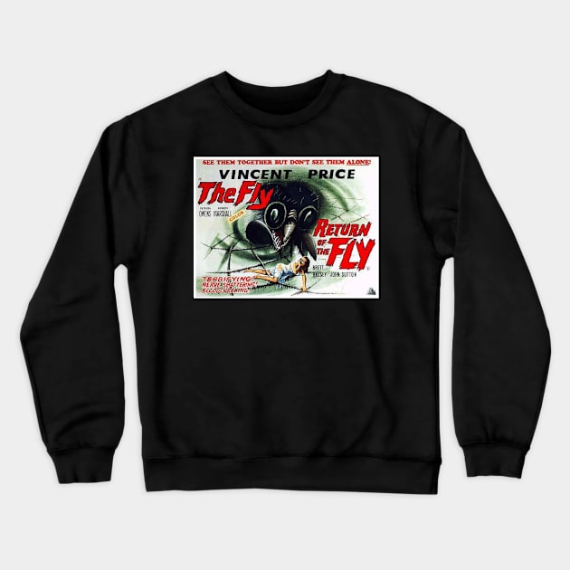 Classic Sci-Fi Lobby Card - The Fly & Return of The Fly Crewneck Sweatshirt by Starbase79